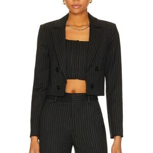 Alice + Olivia Black Pinstripe Blazer